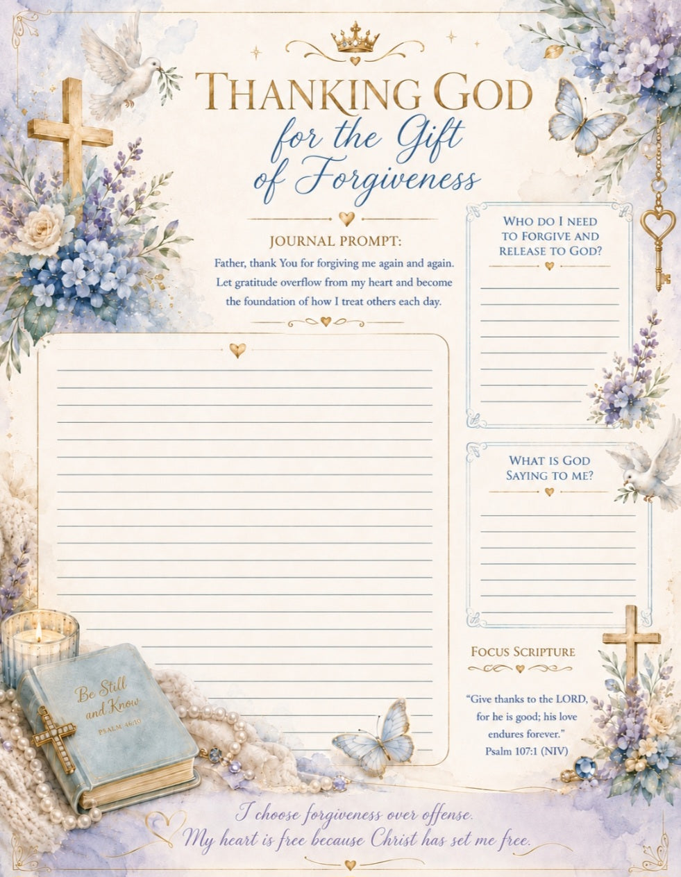 She Walks with God - Grace Blooms Here ~ A Forgiveness Journal
