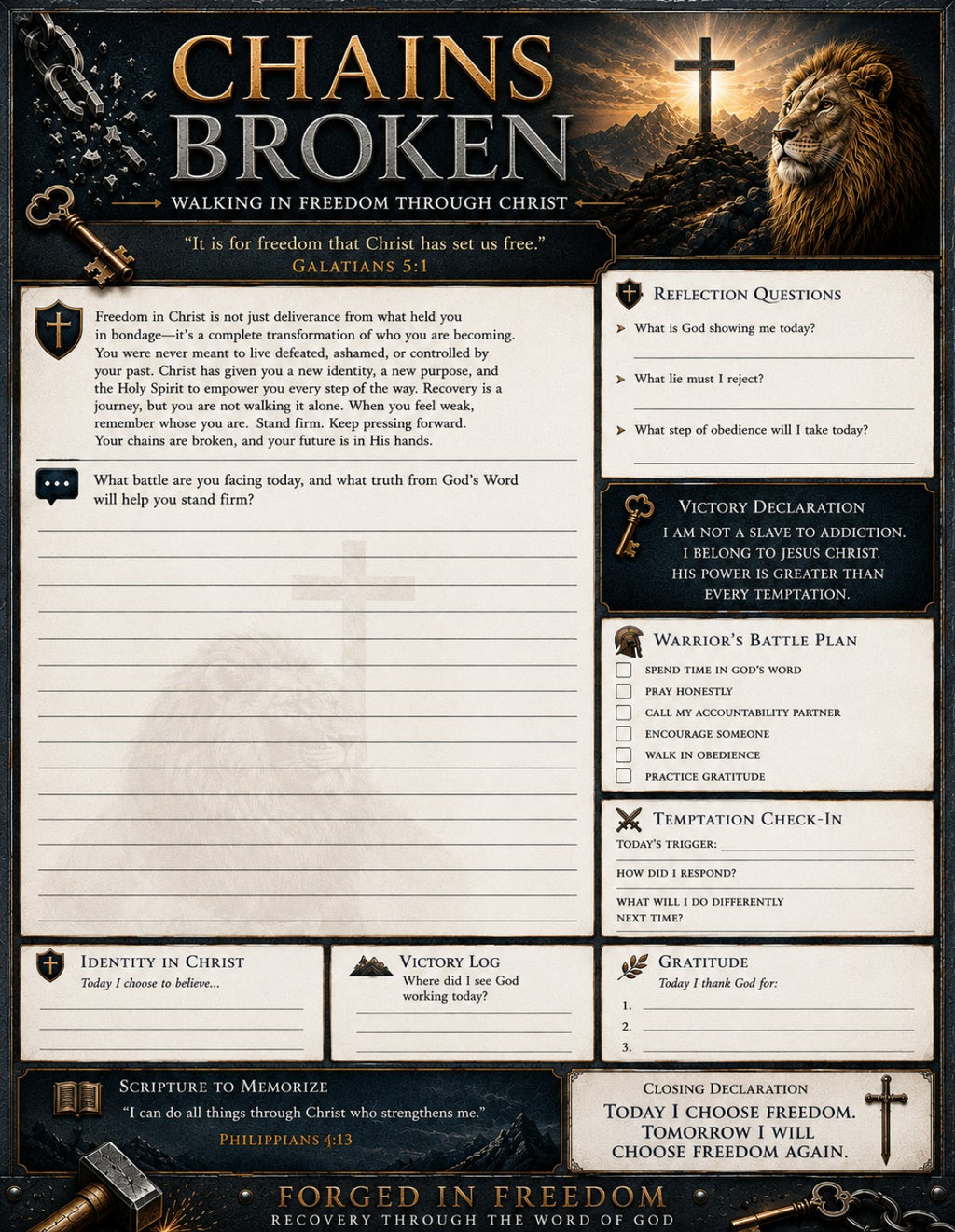 Chains Broken: Walking in Freedom Through Christ  Forged in Freedom Recovery Through the Word of God Men's Journal Series