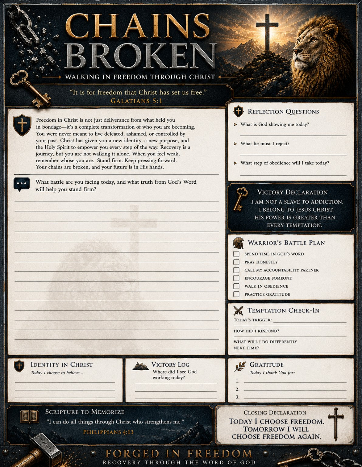 Chains Broken: Walking in Freedom Through Christ  Forged in Freedom Recovery Through the Word of God Men's Journal Series